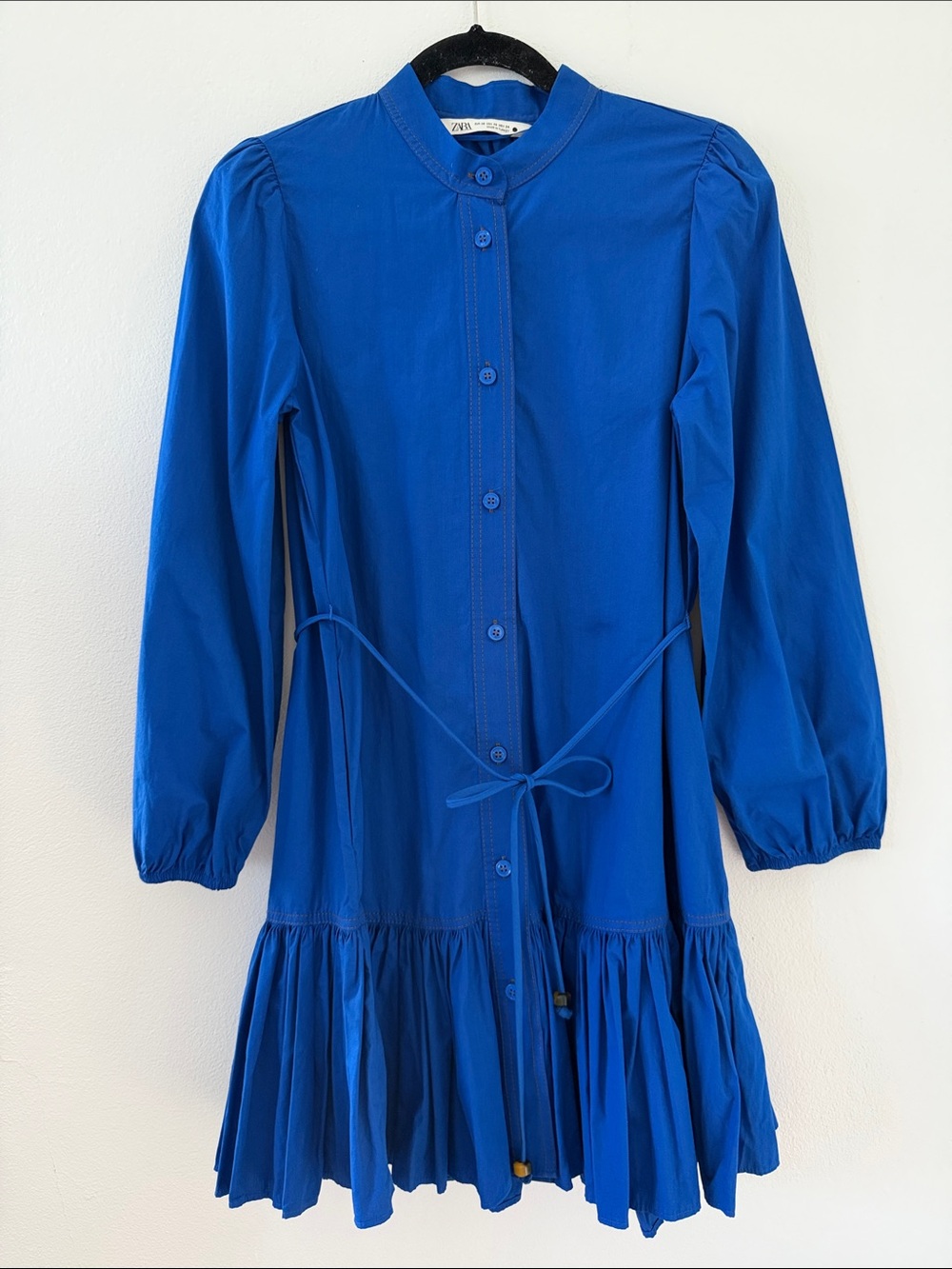 Zara Cobalt Blue Button-Front Peplum Tunic